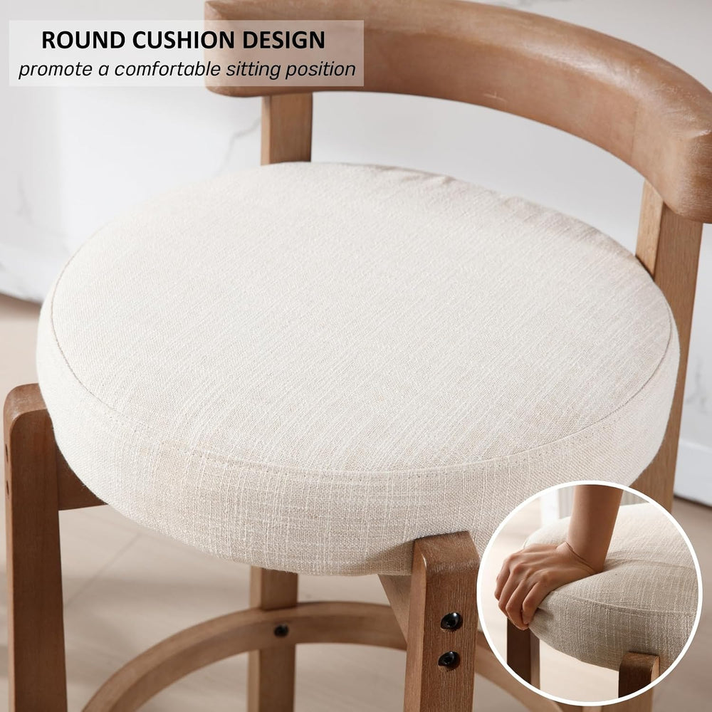 HEAH-YO Linen Bar Stools Set of 6, 30.25" Bar Height Stools with Back, U...