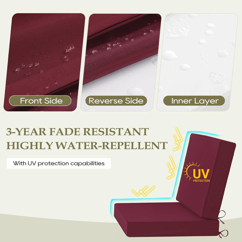 Wellsin Outdoor Deep Seat Patio Cushions, 24 x 24 Waterproof & 3-Year Fad...
