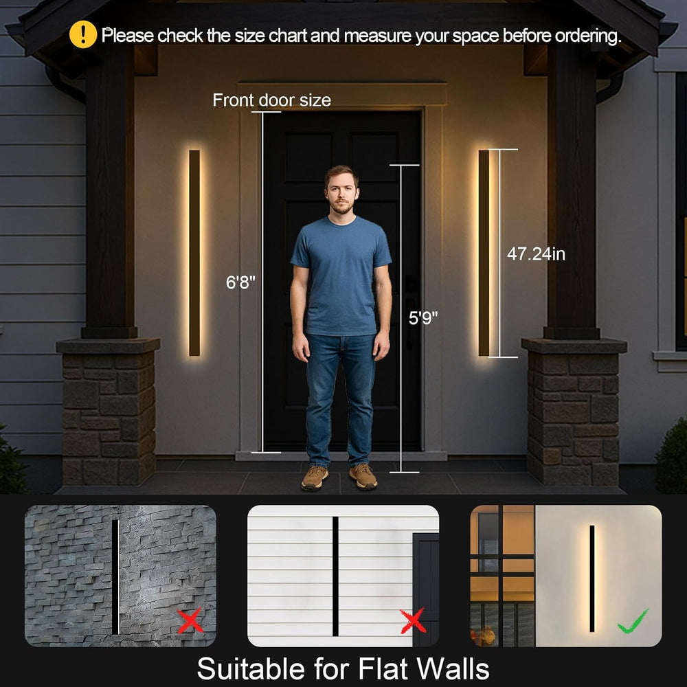 Exterior Wall Lights for House - 2pack 47.3inch Long Strip Modern Outdoor Lig...