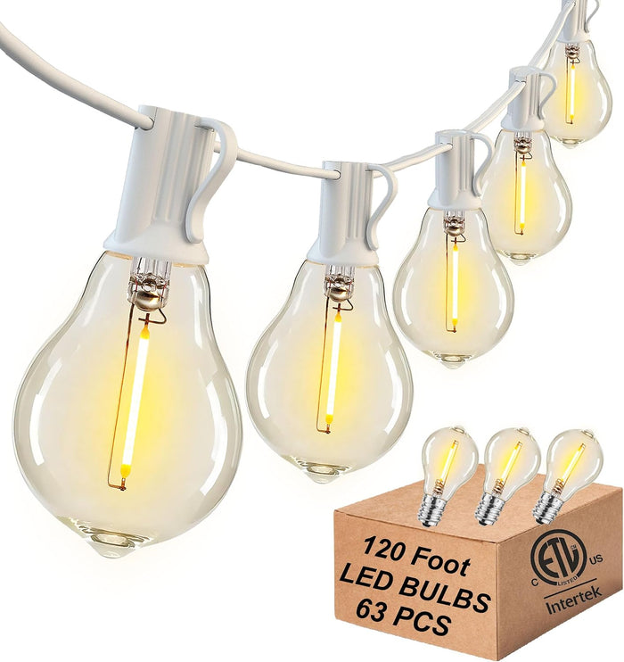 White Outdoor String Lights 120FT Waterproof Lighting for Patio Wedding