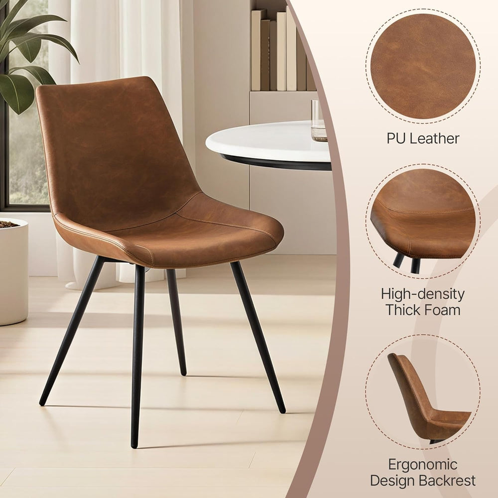 Yaheetech Dining Chairs Set of 6 Mid Century Modern Kitchen Chairs Brown