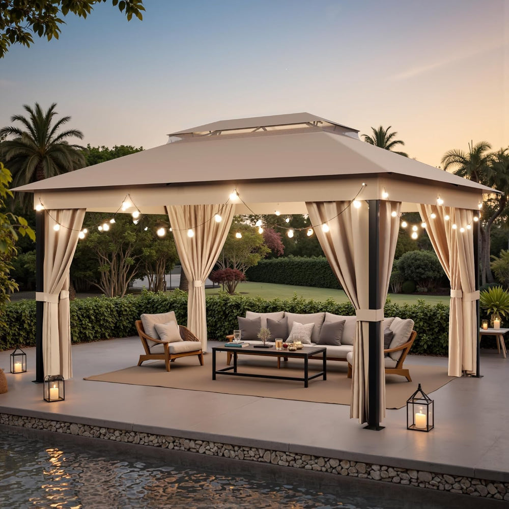 Devoko 10'x13' Outdoor Gazebo for Patio, Heavy Duty Steel Frame Canopy