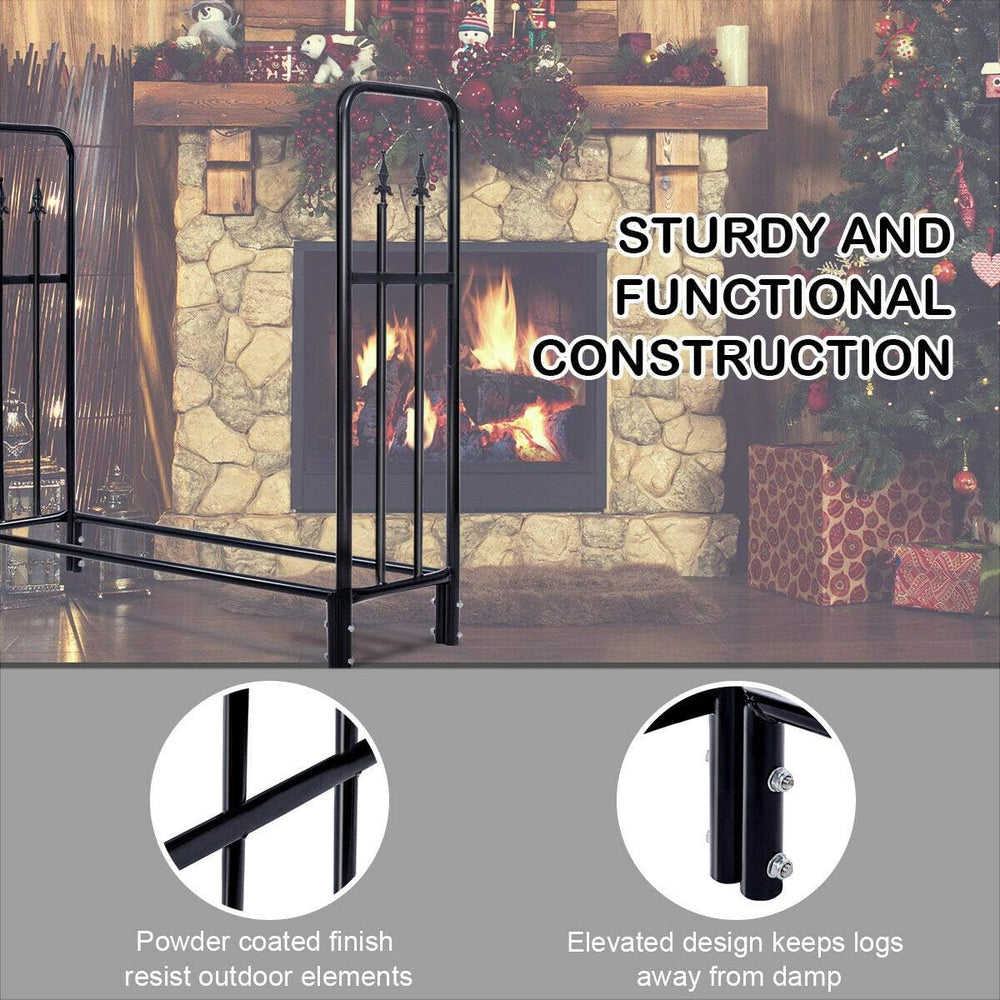 Goplus Firewood Log Rack Indoor Outdoor Fireplace Storage Holder Logs Heavy D...