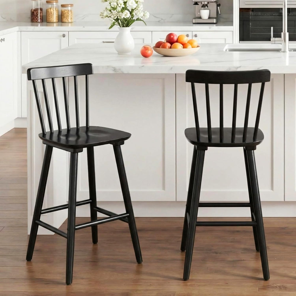 Windsor Bar Stools Set of 2, 26 Inch Counter Height Barstools Wooden Barstool...