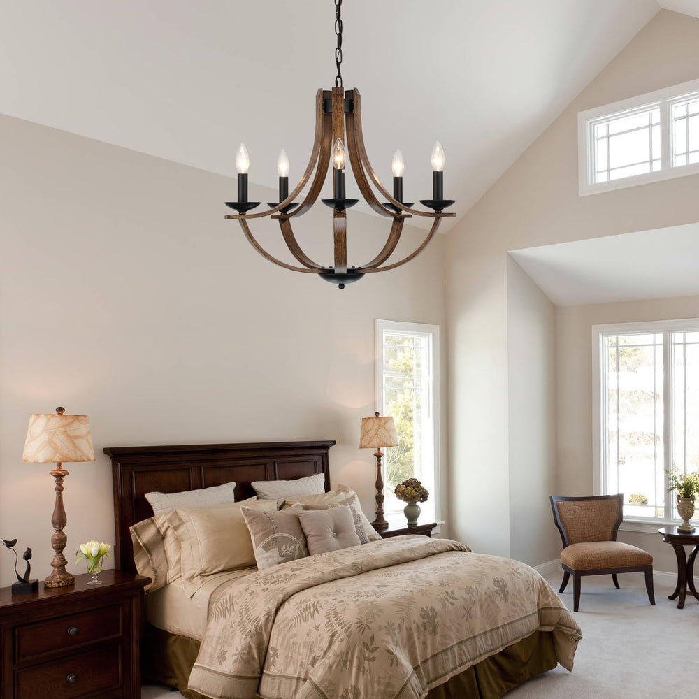 LAMPKEDUO Farmhouse Chandeliers for Dining Room Light Fixture, 5-Light 24 inc...