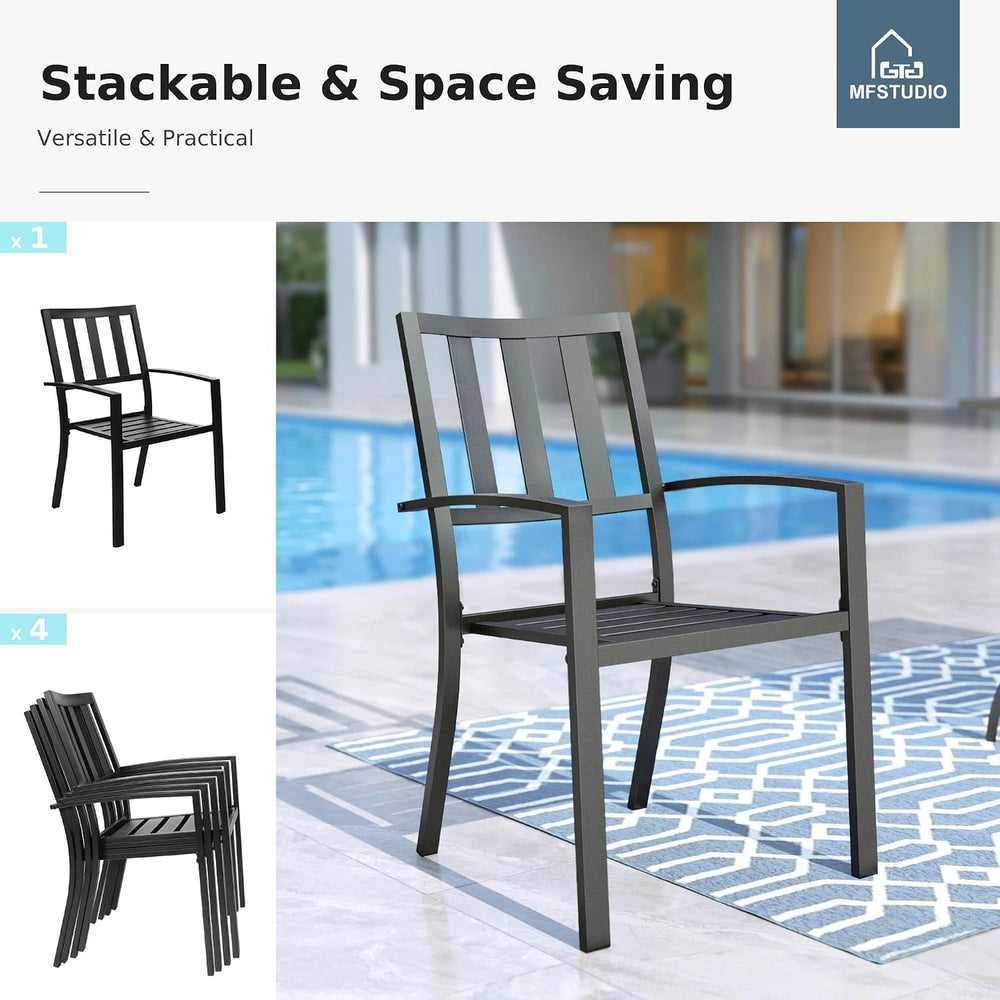MFSTUDIO Outdoor Dining Chairs Set of 4, Metal Patio Chairs for Deck Bistro P...