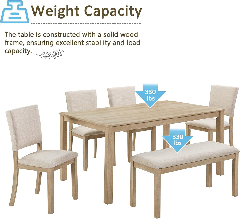 Harper & Bright Designs 6-Piece Dining Set with Bench & 4 Upholstered...