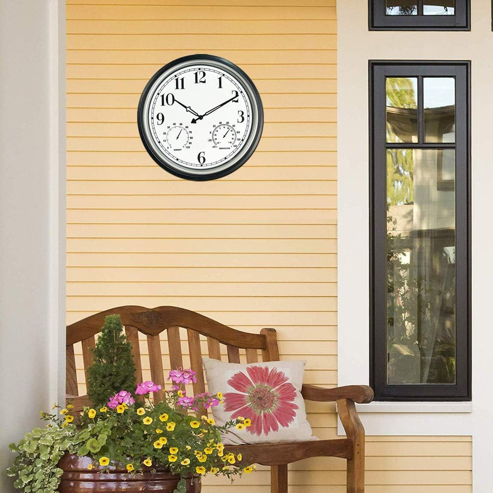 Rsobl 16 Inch Large Indoor Outdoor Wall Clock,Waterproof Non-Ticking Clock wi...
