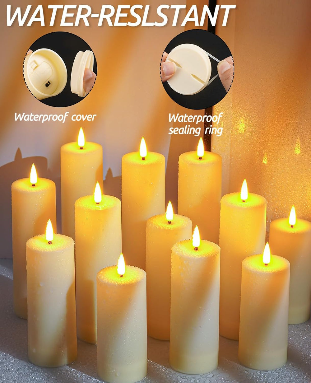 12 Pack Outdoor Waterproof Battery Operated Fake flameless LED Candles Set wi...