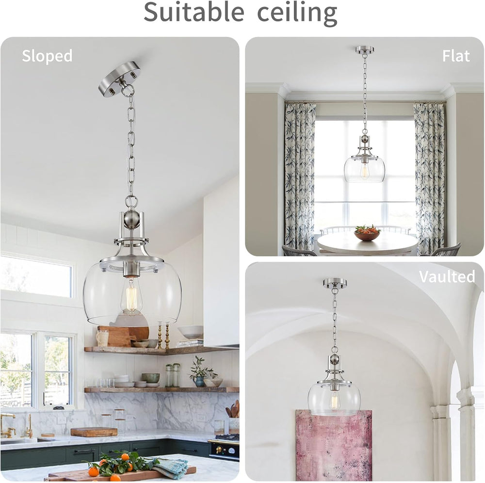 WUZUPS Rustic Farmhouse Round Globe Drum Shade Chandelier Pendant Light