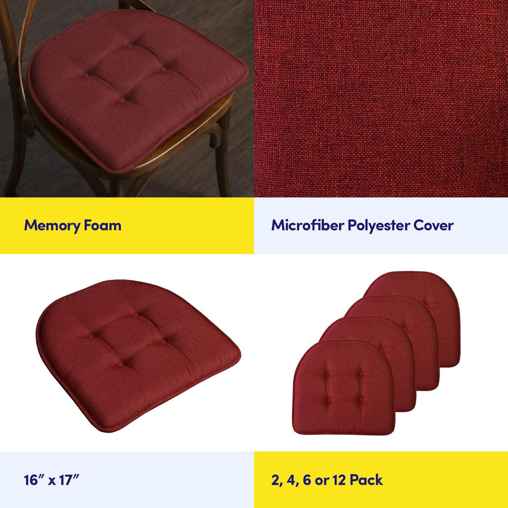 Sweet Home Collection Chair Cushion Memory Foam Pads Tufted Slip Non Skid Rub...