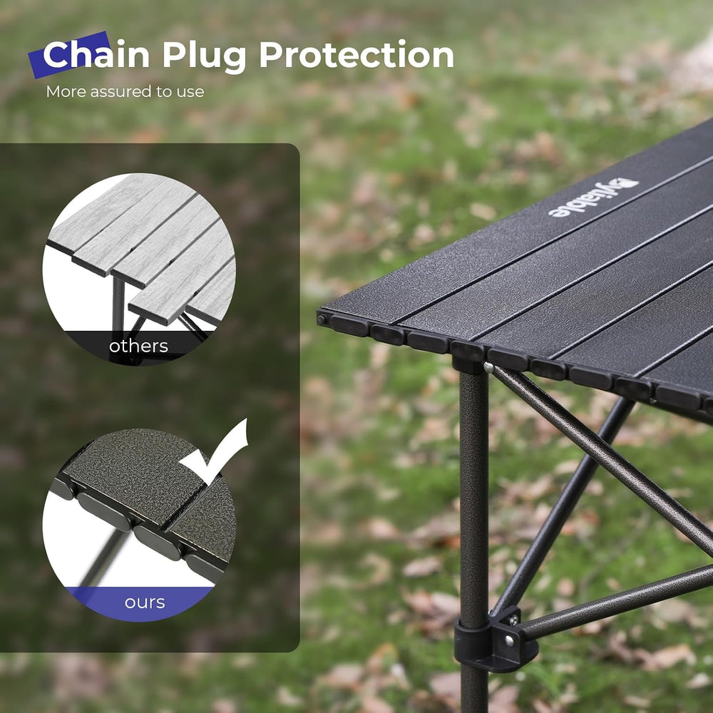 Byliable Folding Camping Table, Portable Aluminum Adjustable Height, Black