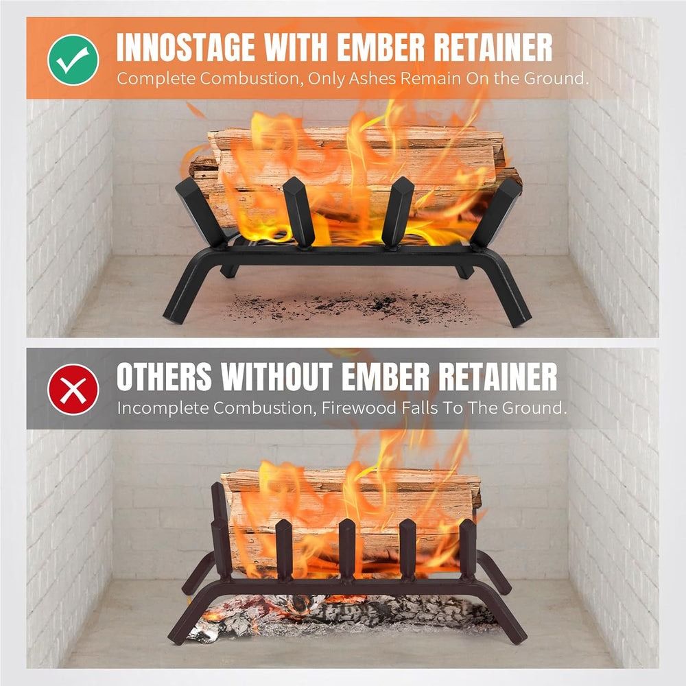 INNO STAGE 14 Inch Fireplace Grate with Ember Retainer
