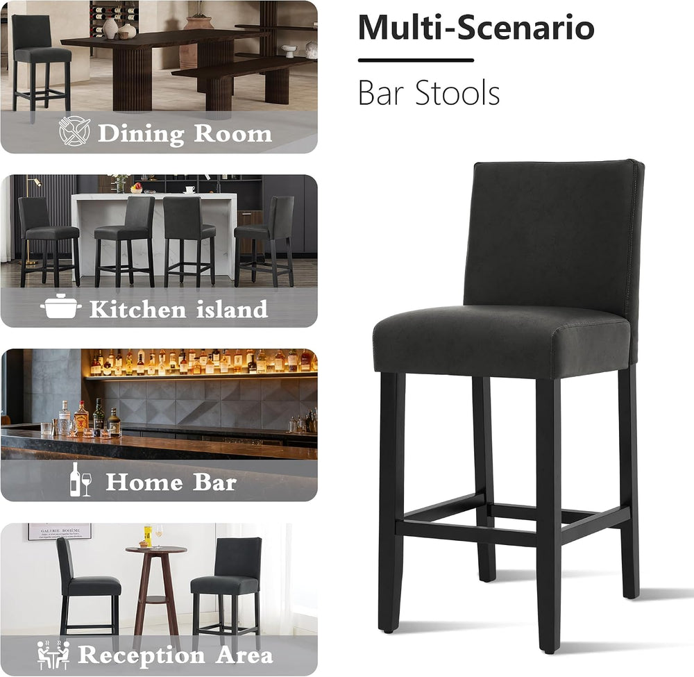 26'' Modern Bar Stools, Counter Height Bar Stools, Black