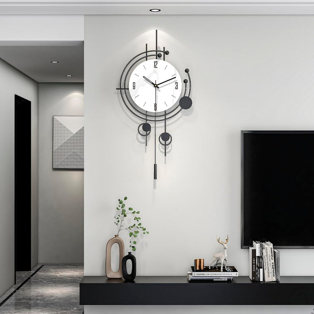 Modern Wall Clock for Living Room Decor Large Decorative Metal Wall Clock wit...
