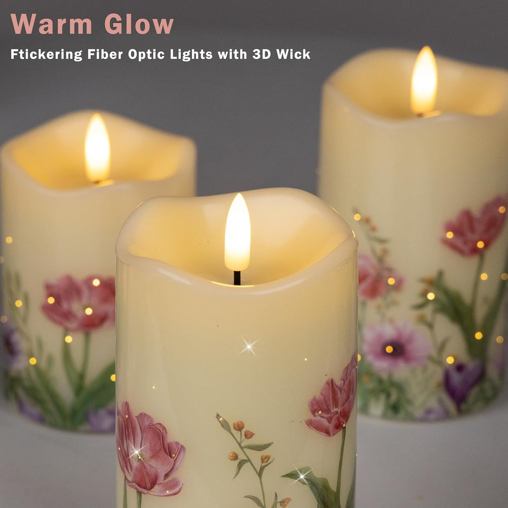 Flameless Candles, Battery Operated Floral Candles With Remote, Decorations