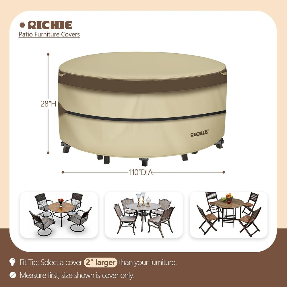 RICHIE Outdoor Patio Furniture Cover - Heavy Duty Waterproof 600D Tough Canva...