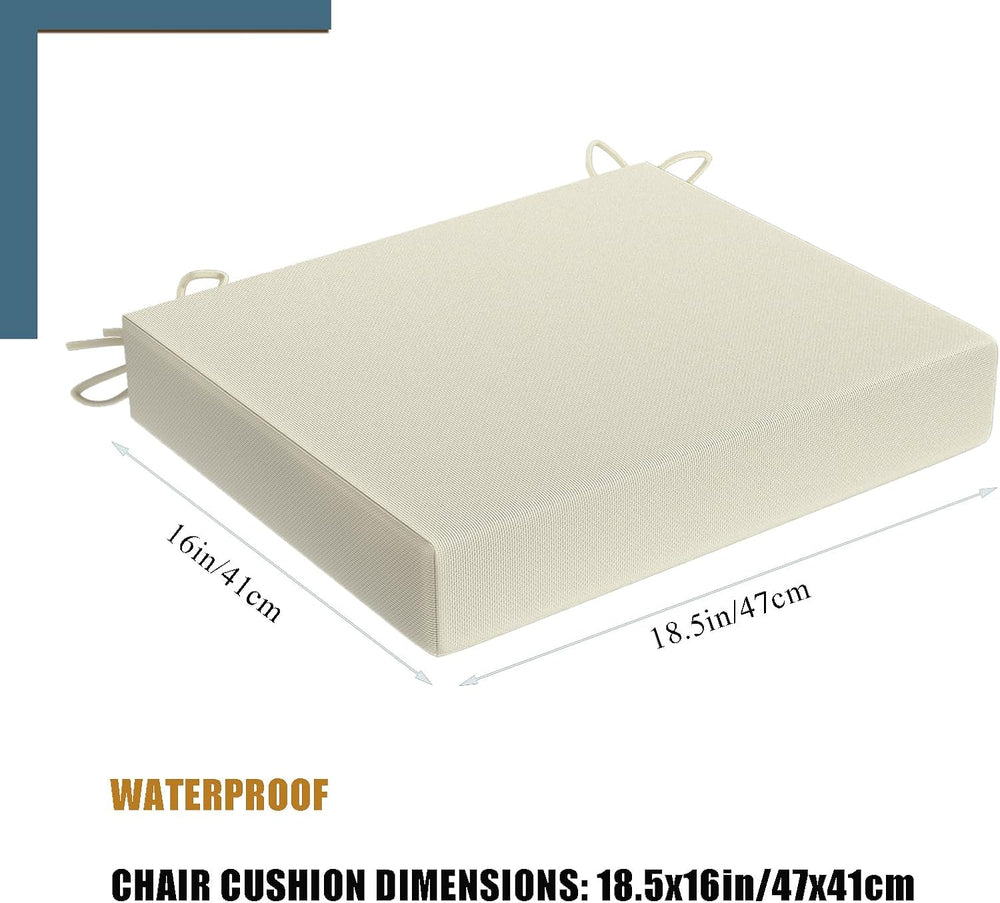 Patio Chair Cushions Set of 2 Sponge Filling Replacement Waterproof Patio Cus...