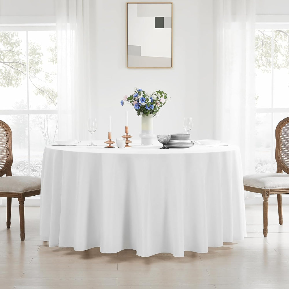 6 Pack White Round Tablecloths 120 Inch for Dining Tables