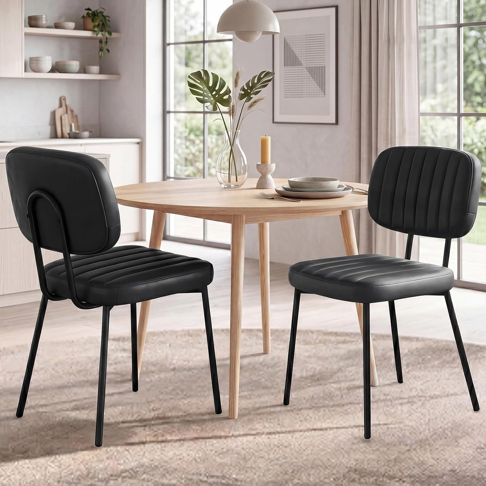 OLIXIS Dining Chairs Set of 2, Mid Century Modern Kitchen Chairs, Black