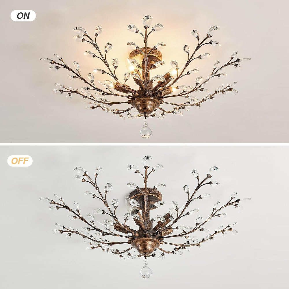 CVKASH 5 - Light Vintage Crystal Chandelier Modern Bronze Branche Ceiling Lig...