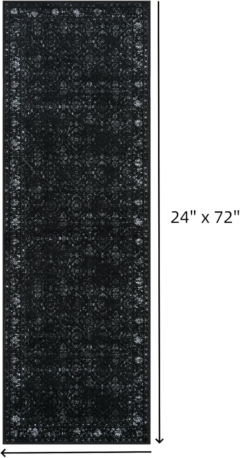 Hedlive Vintage Black Kitchen Runner Rug, 2x6 Washable Runners for Hallways N...