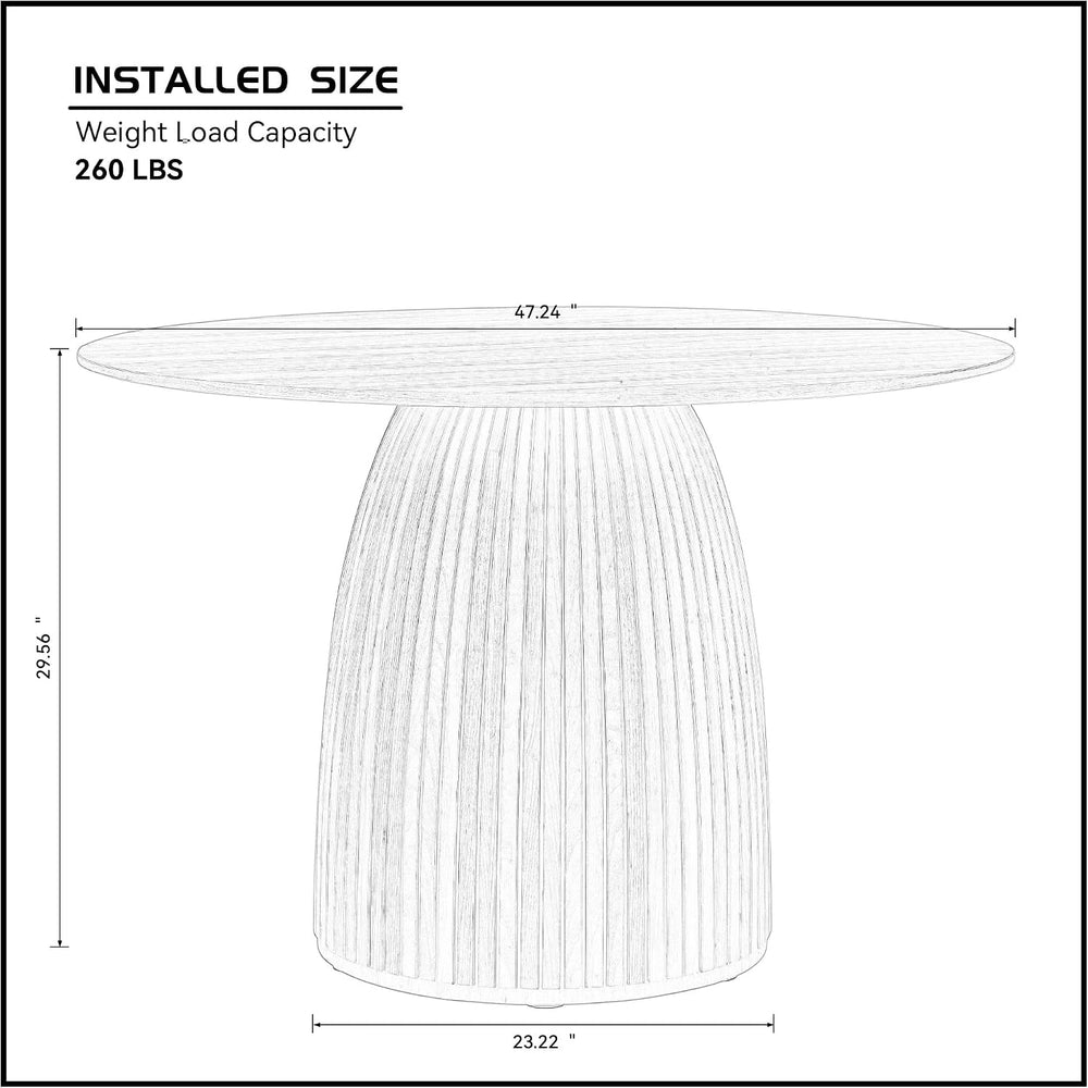 LUMISOL Round Dining Table for 4-6 People, Modern Kitchen Table with Fluted D...