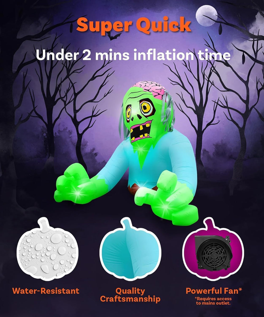 7FT Tall 9FT Wide Halloween Inflatable Zombie Outdoor Decoration