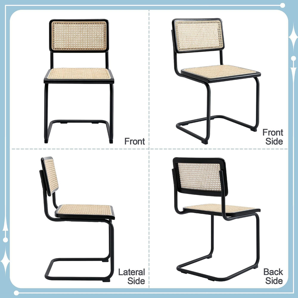 Flouki Rattan Dining Chairs Set of 4, Boho Accent Chairs for Kitchen Room wit...