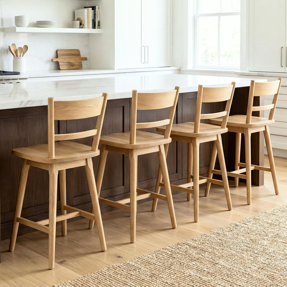 Ya-Home Swivel Counter Stools Set of 2, 24.5" Solid Wood Bar Stools with...