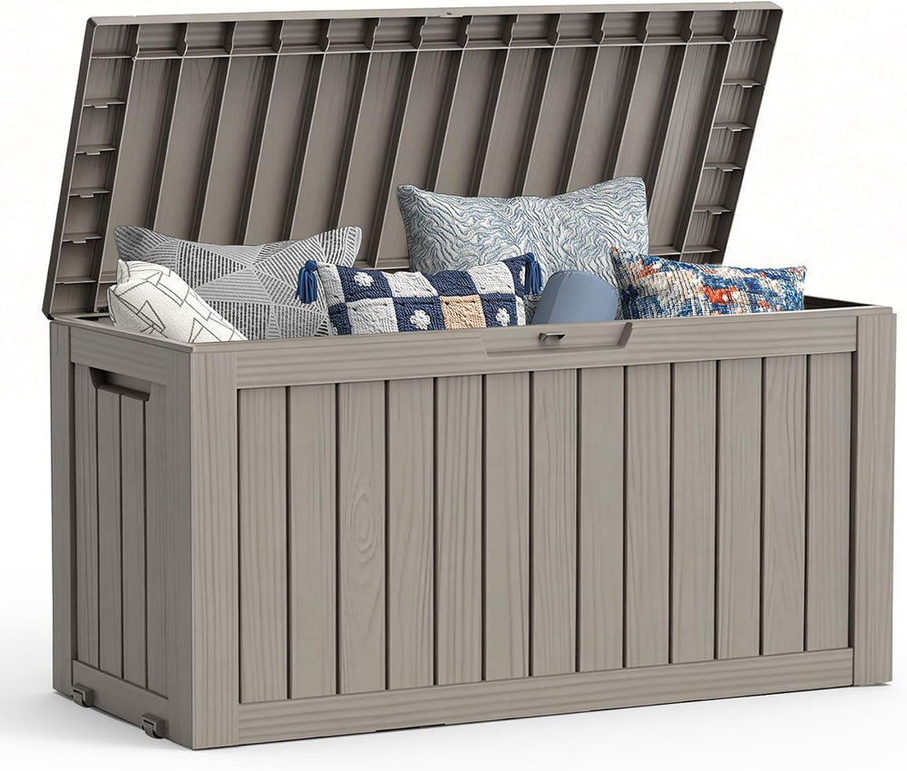 Mars Villa Deck Box, Outdoor Storage Box Waterproof, 72 Gallon, Grey