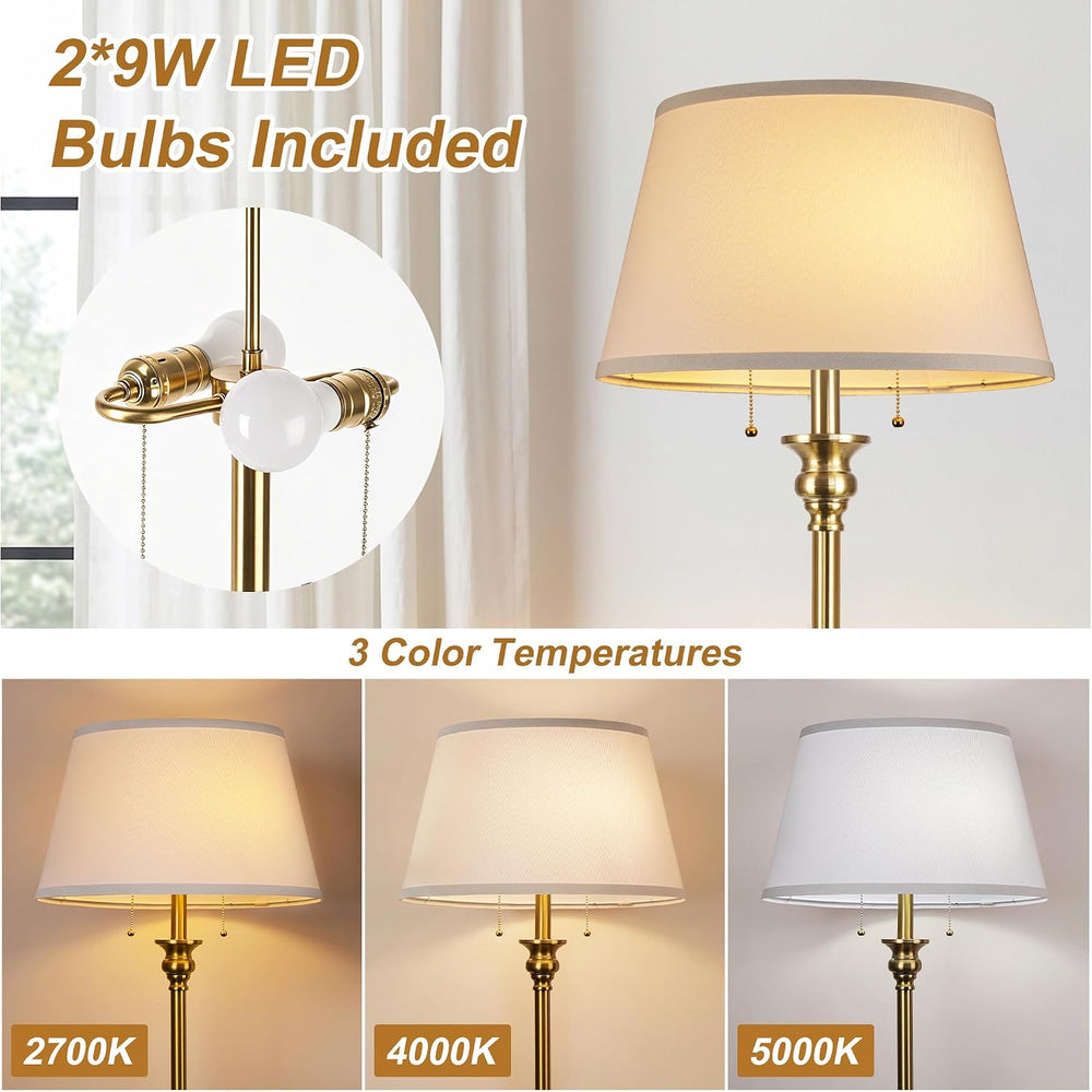 2-Light Floor Lamp for living room, 66.5'' Rustic Farmhouse Pole Lamp...