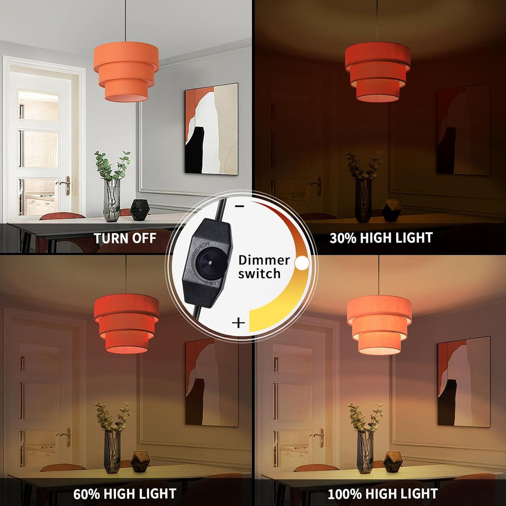 Orange Plug in Pendant Light, Mid Century Modern Pendant Light 3 Tier Plug in...