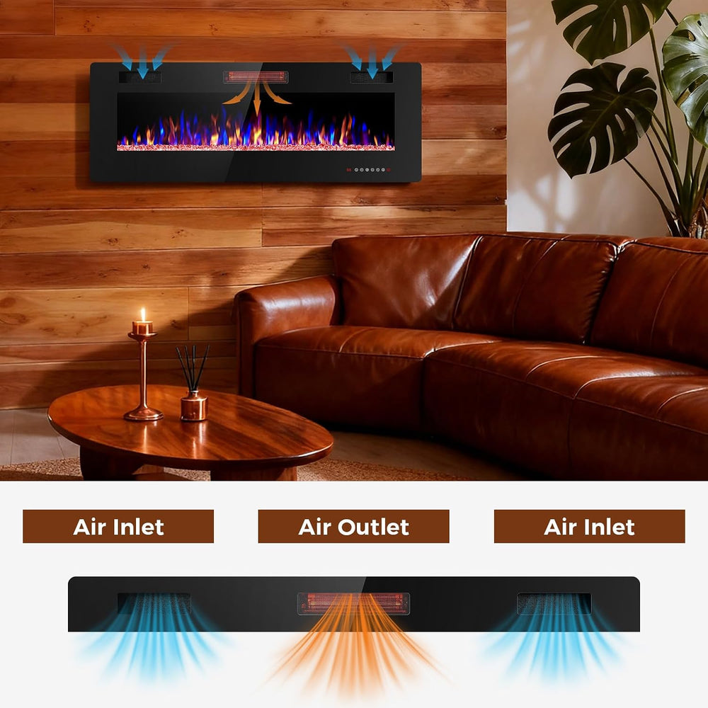 Electactic 50 Inch Electric Fireplace Insert Ultra-Thin - Recessed & Wall...