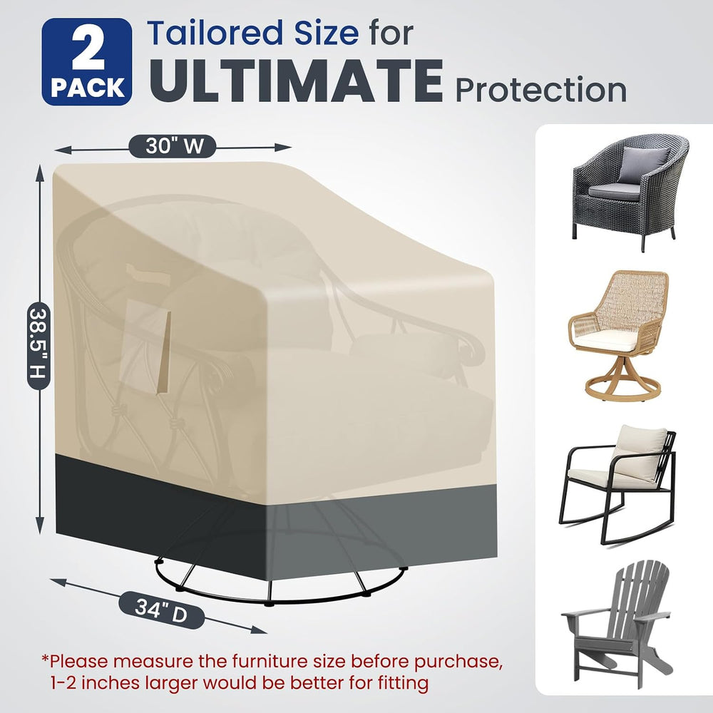 2 Pack Extra Heavy Duty Waterproof Patio Chair Covers for Outdoor / Swivel/ R...