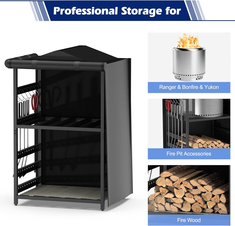 Storage Station for Solo Stove Bonfire, Yukon, Ranger, Firewood Rack Outdoor ...