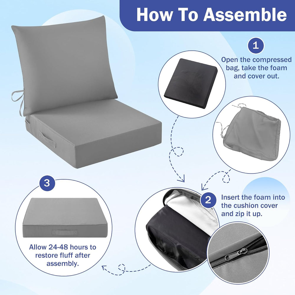 IASEAHK Outdoor Seat Cushion Set, Waterproof & Fade Resistant Patio Chair...