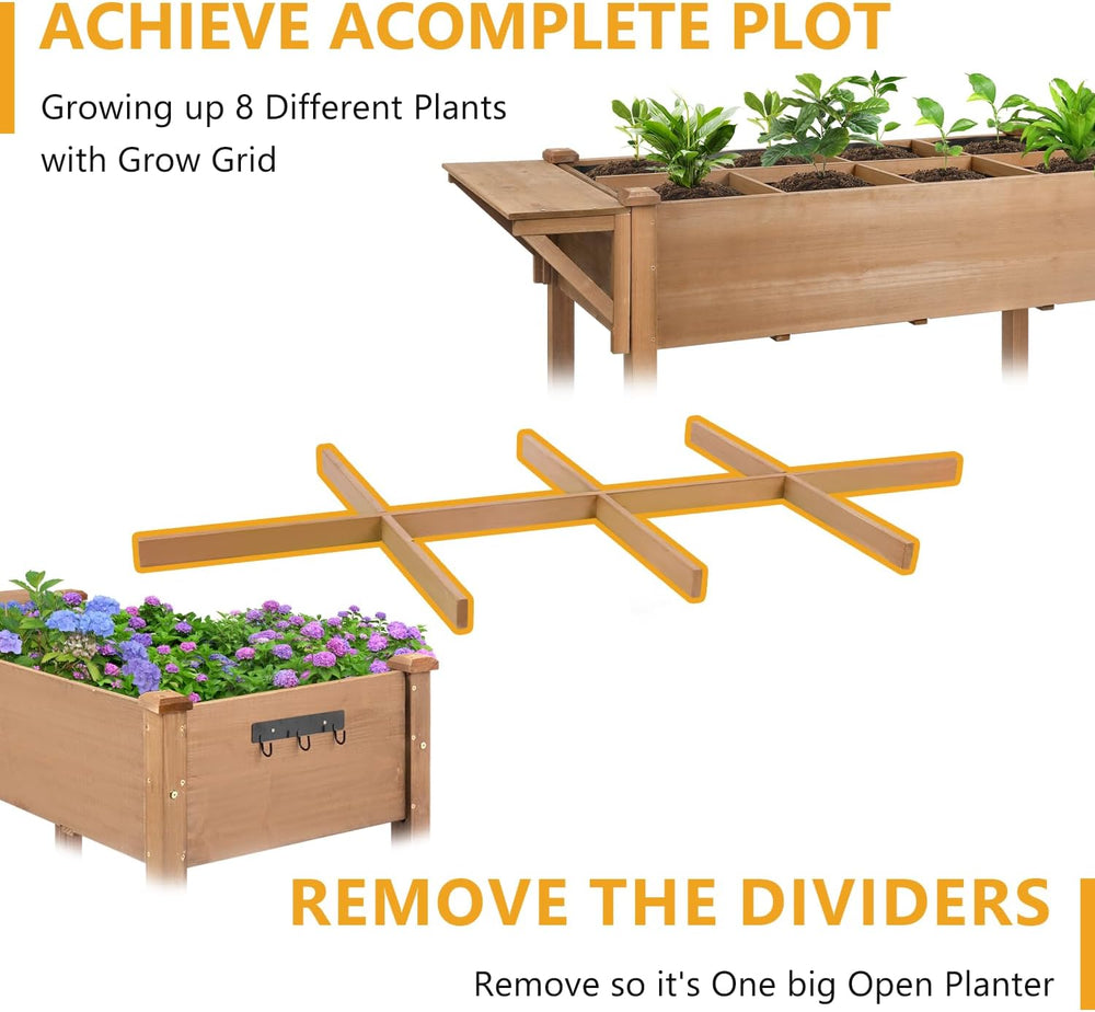ketive Raised Garden Bed with Lockable Wheels Mobile Elevated Wood Planter,St...