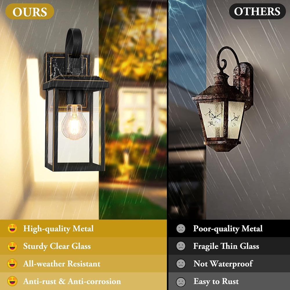 BesLowe 2-Pack Outdoor Wall Light Fixtures, Modern Porch Sconces, Bronze