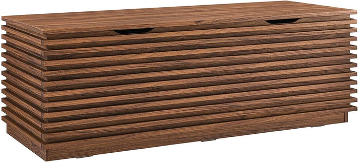 Modway Render 47" Wood Grain Storage Bench in Walnut