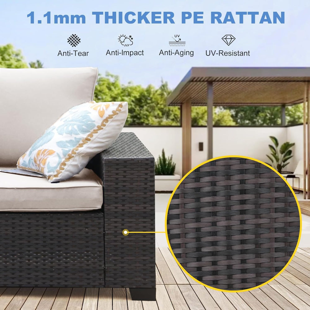 5 Pieces Outdoor Patio Furniture Set, Wicker Conversation Sets with Tea Table...