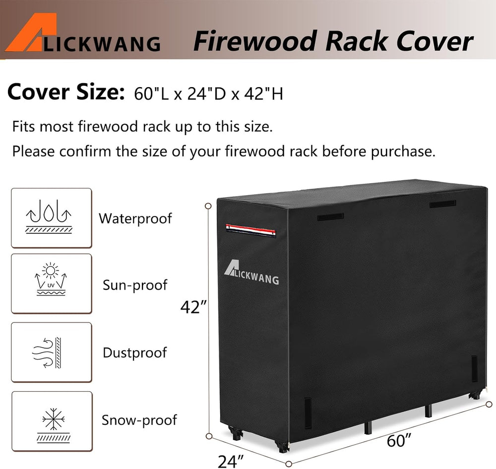 5ft Firewood Rack Cover,Heavy Duty 600D Waterproof Outdoor Firewood Storage R...