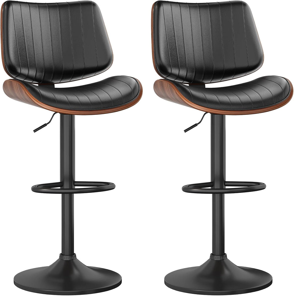 YaFiti Bentwood Swivel Bar Stools Set of 2, Bar Stools for Kitchen, Black