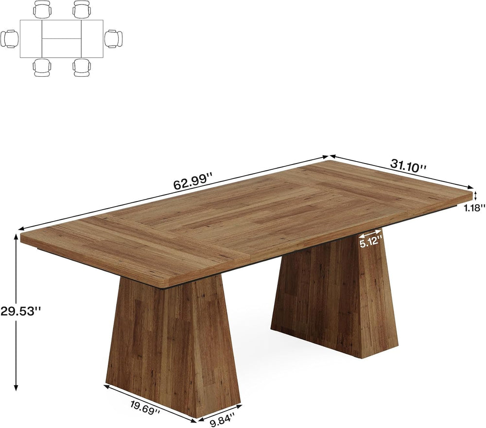 Tribesigns Dining Table for 6, Farmhouse Wood Dinner Rectangular Table Kitche...