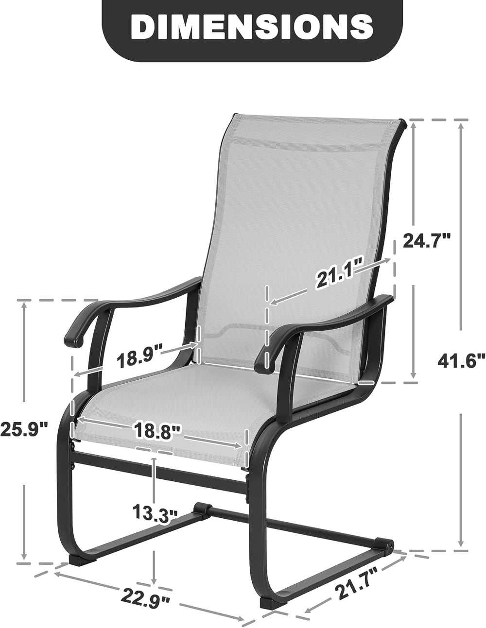 NUU GARDEN Patio Dining Chairs Set of 2, Breathable Textilene Outdoor Chairs ...