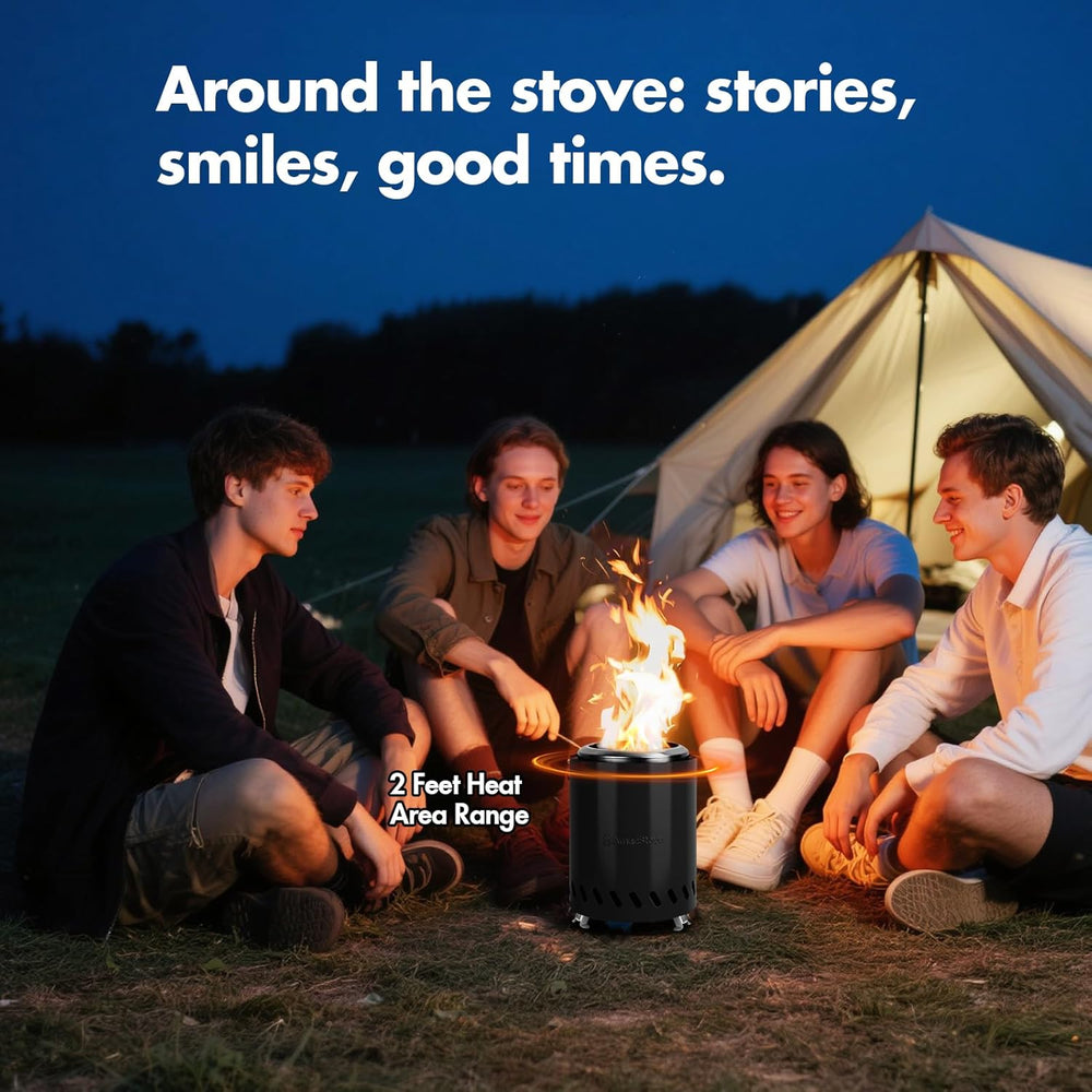 9.7 x 7.1 Inch Tabletop Fire Pit by AmazStove, Low Smoke Camping Stove for Ou...