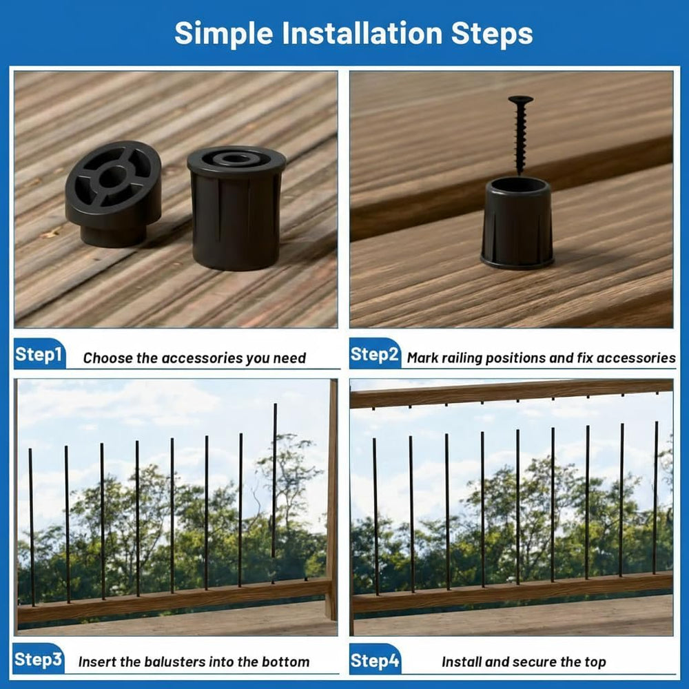 56 Pack 36 inch Aluminum Balusters for Deck Railing,Black Round Metal Spindle...