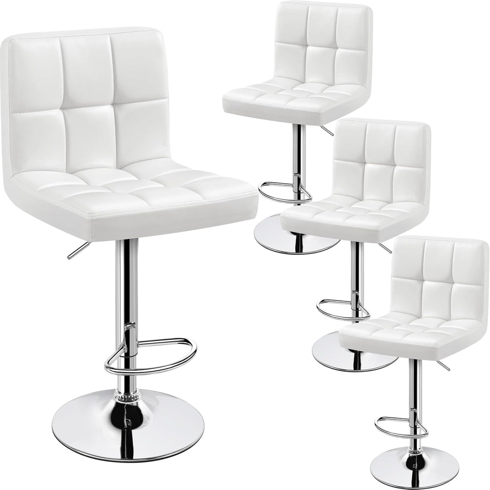 Yaheetech Bar Stools Set of 4 Adjustable Counter Height Barstools White