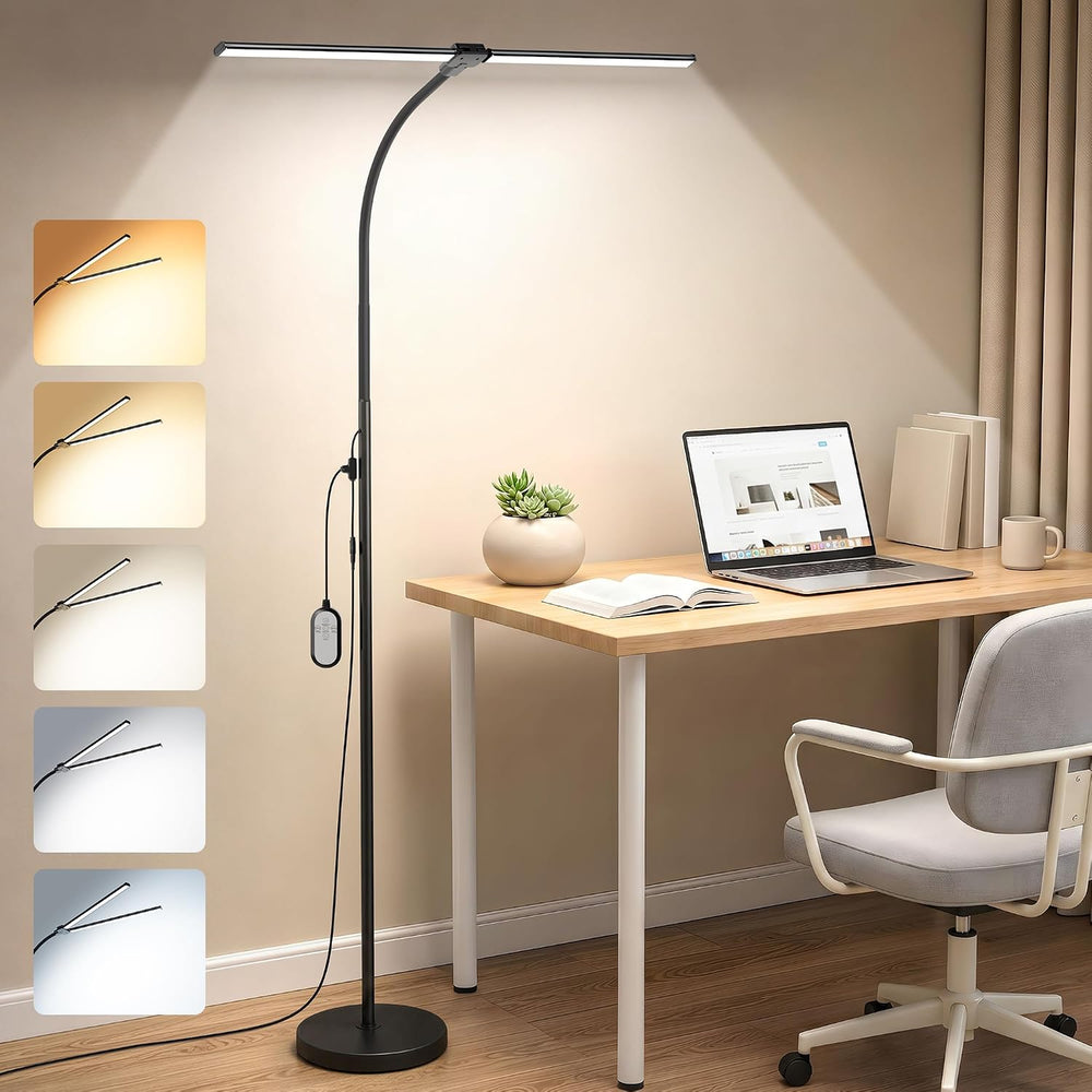 LED Floor Lamp 20W 1400LM Adjustable Neck, Bright Color Changing Light