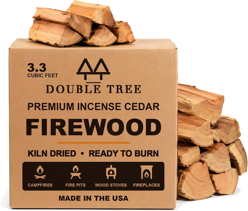 Double Tree Kiln Dried Cedar Firewood, 16 in Logs + Starter, 3.3 Cu Ft